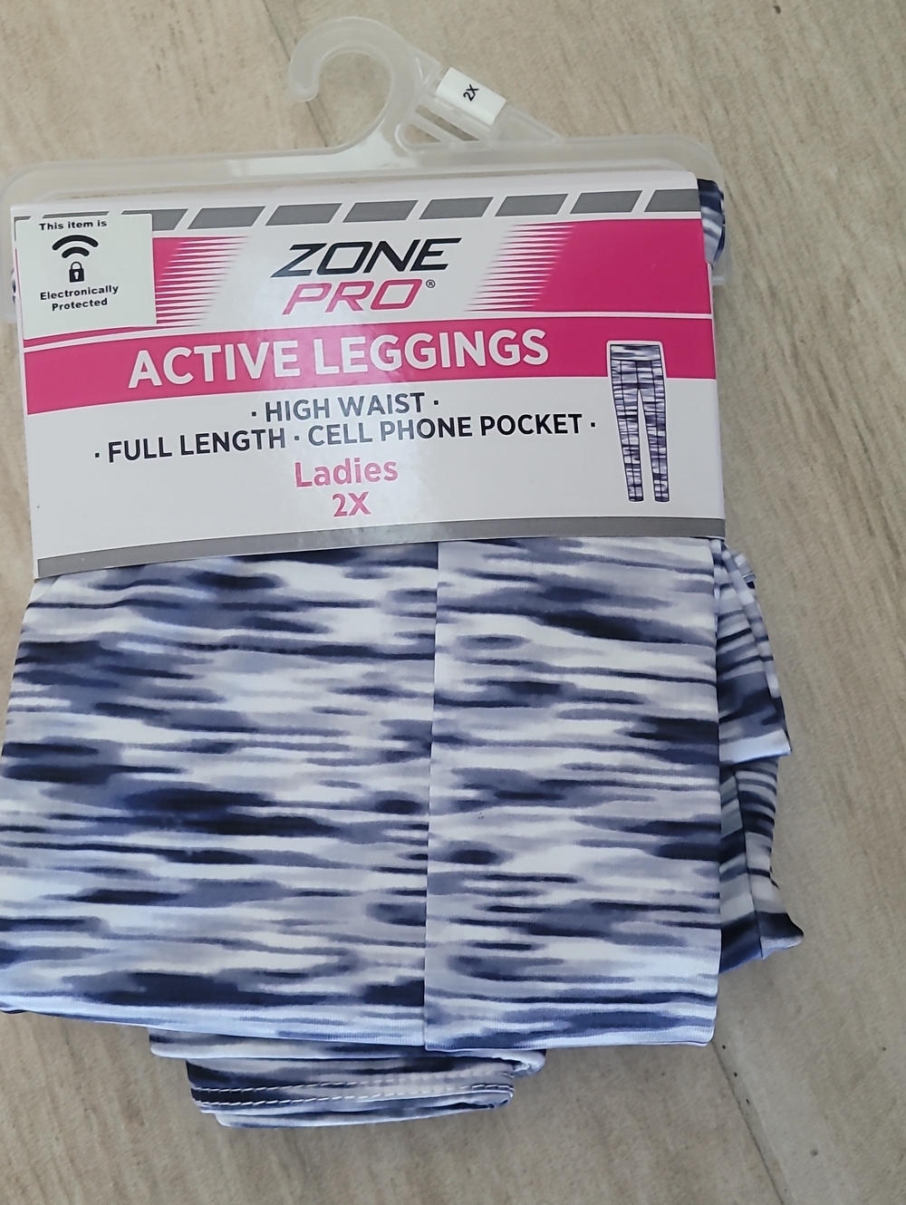 Zone Pro Ladies Active Leggings - Blue & White Pattern
